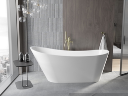 Mexen Alta volně stojící vana 170 x 75 cm, bílá, přepad zlatý - 52141707500-50