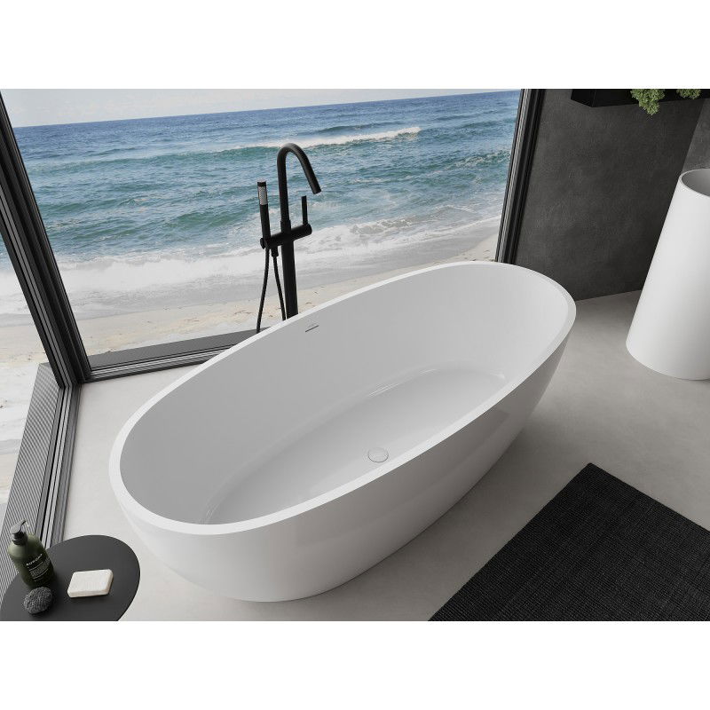 Mexen Torino volně stojící vana z konglomerátu 155 x 78 cm, bílý lesk - 57271557810