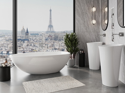 Mexen Imola volně stojící vana z konglomerátu 150 x 77 cm, bílý lesk - 57281507610