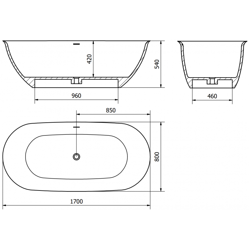 Mexen Siena volně stojící vana z konglomerátu 170 x 80 cm, bílá mat - 57291708000