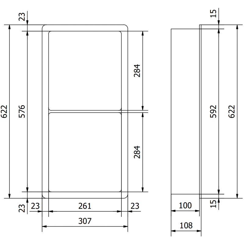 Mexen X-Wall-K nástěnná police z konglomerátu 62,2 x 30,7 cm, bílá - 1900623010