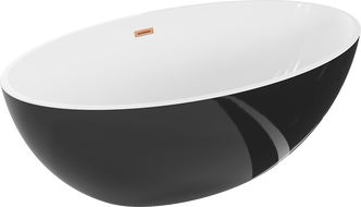 Mexen Nike volně stojící vana 175 x 100 cm, bílá/černá, přepad měď kartáčovaná - 54071751075-65