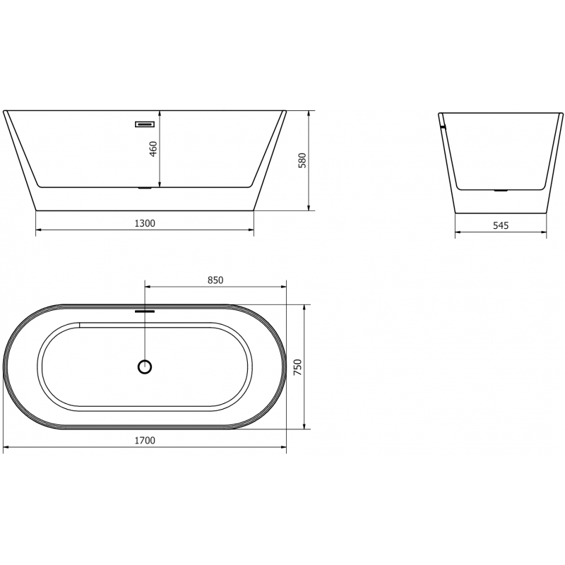 Mexen Flavia volně stojící vana 170 x 75 cm, bílá, přepad růžové zlato - 54031708000-60