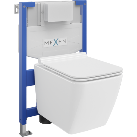Mexen Vega podomítková WC sada Fenix XS-F s WC mísou a pomalu padajícím sedátkem, bílý lesk - 68030654000