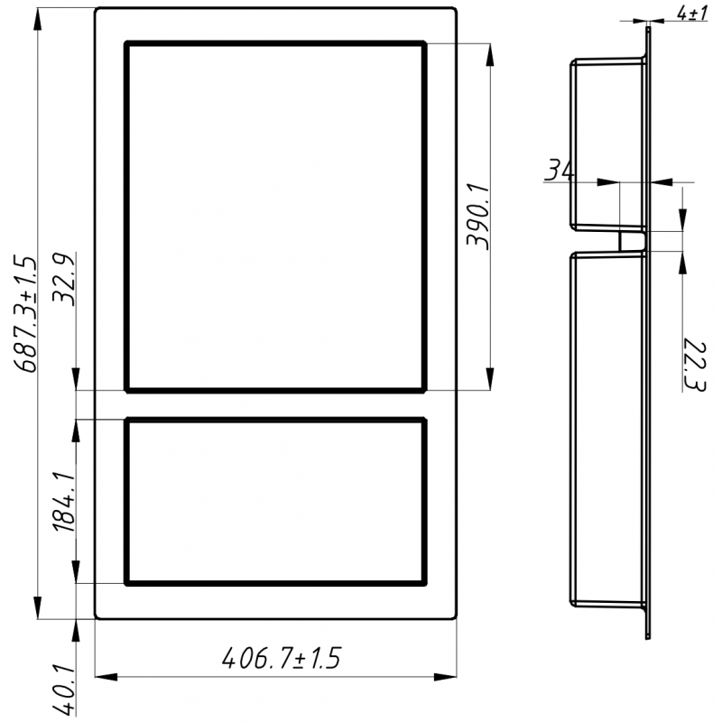 Mexen X-Wall-S vestavěná police SMC s límcem 68,6 x 40,7 cm, bílá - 1901694109