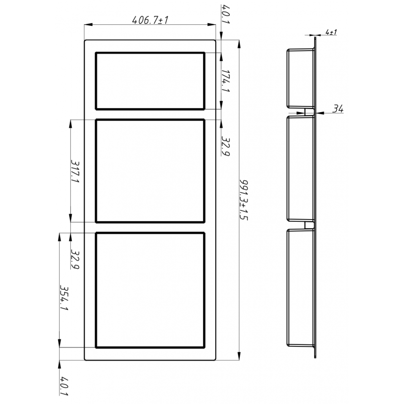 Mexen X-Wall-S výklenková police SMC s přírubou 99,1 x 40,7 cm, bílá - 1901994109