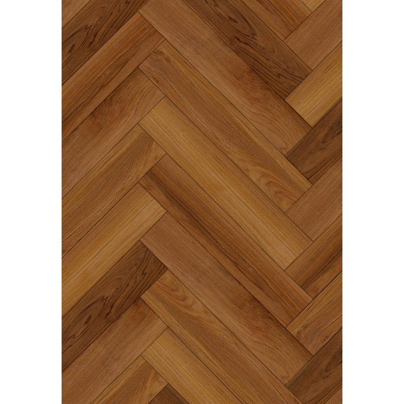 Mexen Lubbock vinylové panely rybí kost 635 x 127 mm SPC 6,5 mm, podklad IPEX 1,5 mm, 4 V-drážka, Teak- F1186-0635-127-505-4V1-0