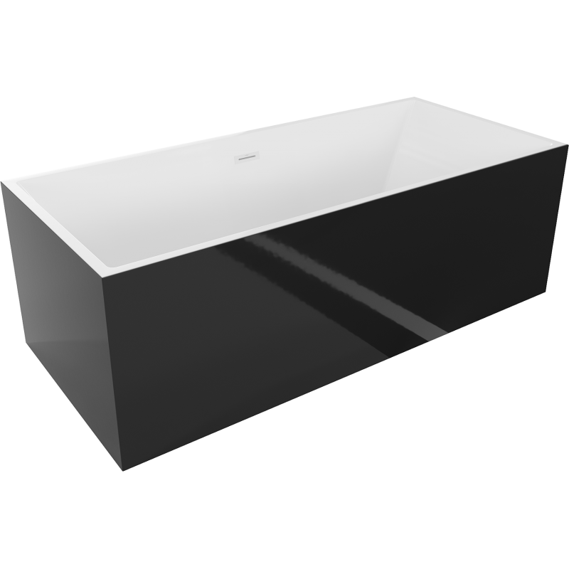 Mexen Vigo volně stojící vana 178,5 x 80 cm, bílá/černá, bílý přepad - 51251788075-20