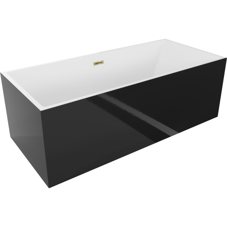 Mexen Vigo volně stojící vana 178,5 x 80 cm, bílá/černá, přepad zlatý - 51251788075-50