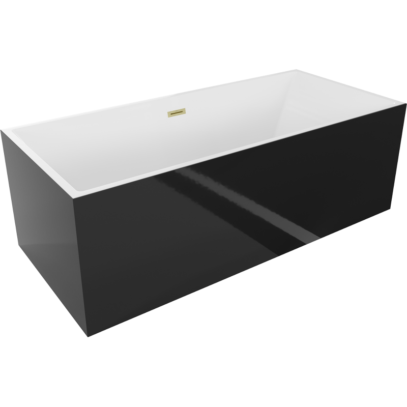 Mexen Vigo volně stojící vana 178,5 x 80 cm, bílá/černá, přepad zlatý kartáčovaný - 51251788075-55