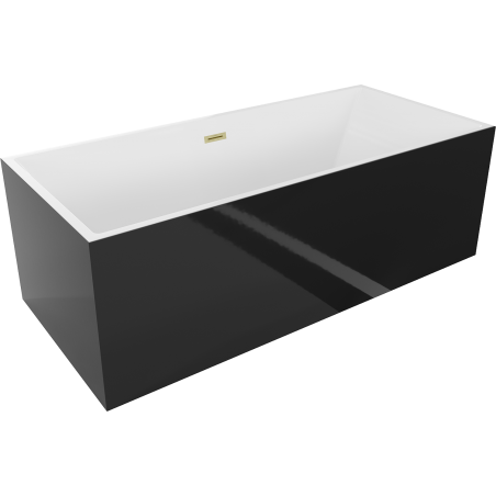 Mexen Vigo volně stojící vana 178,5 x 80 cm, bílá/černá, přepad zlatý kartáčovaný - 51251788075-55