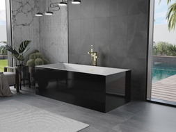 Mexen Vigo volně stojící vana 178,5 x 80 cm, bílá/černá, přepad zlatý kartáčovaný - 51251788075-55