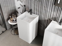 Mexen Belen volně stojící umyvadlo z konglomerátu 45 x 45 cm, bílá mat - 26604500