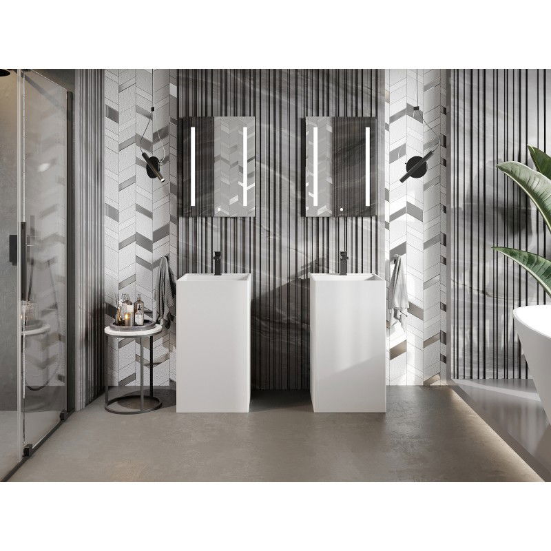 Mexen Belen volně stojící umyvadlo z konglomerátu 45 x 45 cm, bílá mat - 26604500