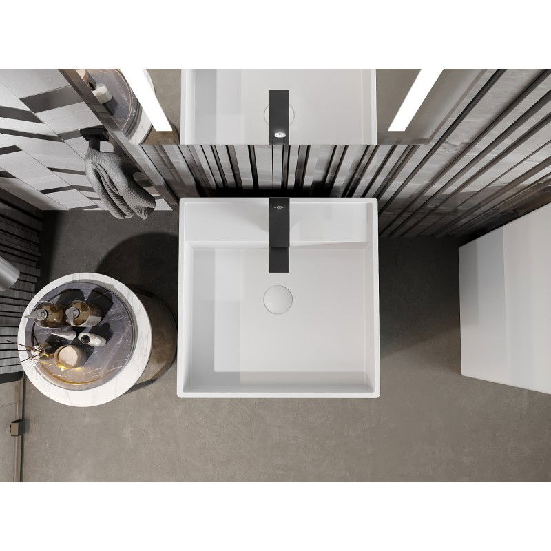 Mexen Belen volně stojící umyvadlo z konglomerátu 45 x 45 cm, bílá mat - 26604500