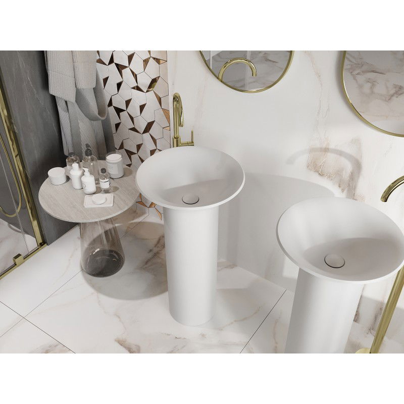 Mexen Leta volně stojící umyvadlo z konglomerátu 45 x 45 cm, bílá mat - 26574500