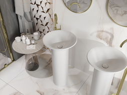 Mexen Leta volně stojící umyvadlo z konglomerátu 45 x 45 cm, bílá mat - 26574500