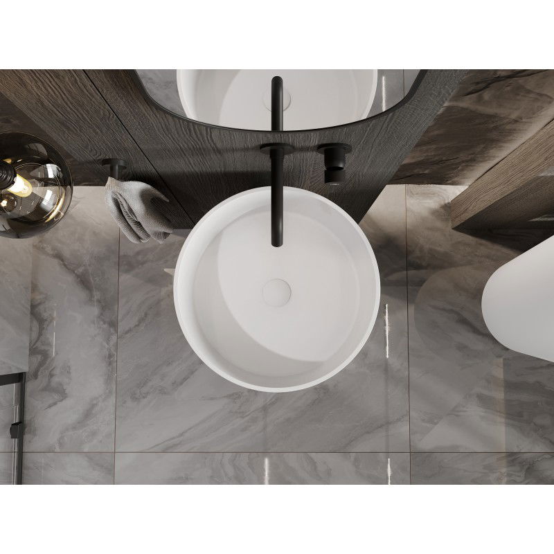 Mexen Onyx-01 volně stojící umyvadlo z konglomerátu 45 x 45 cm, bílá mat - 26524500