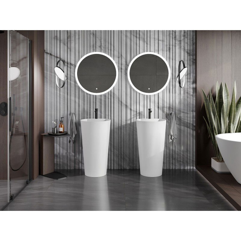 Mexen Onyx-02 volně stojící umyvadlo z konglomerátu 45 x 45 cm, bílá mat - 26544500