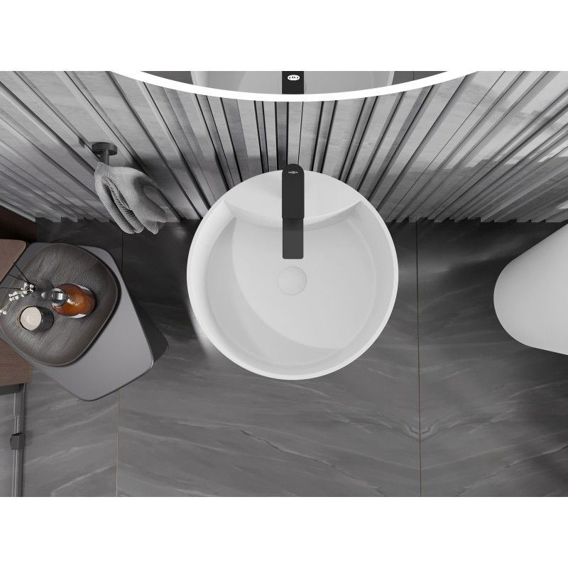 Mexen Onyx-02 volně stojící umyvadlo z konglomerátu 45 x 45 cm, bílá mat - 26544500