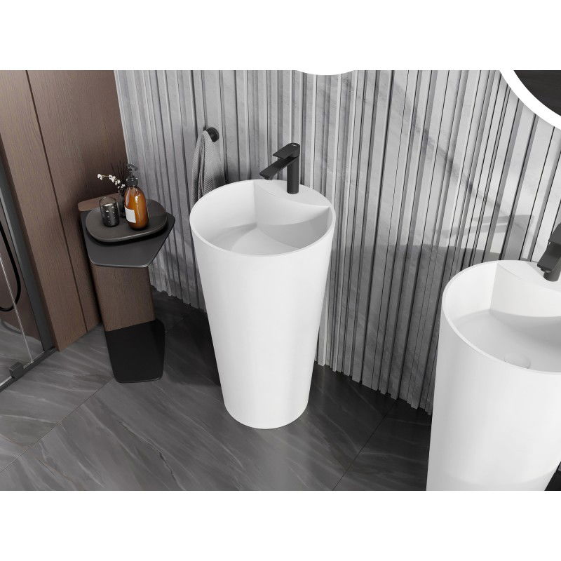 Mexen Onyx-02 volně stojící umyvadlo z konglomerátu 45 x 45 cm, bílá mat - 26544500