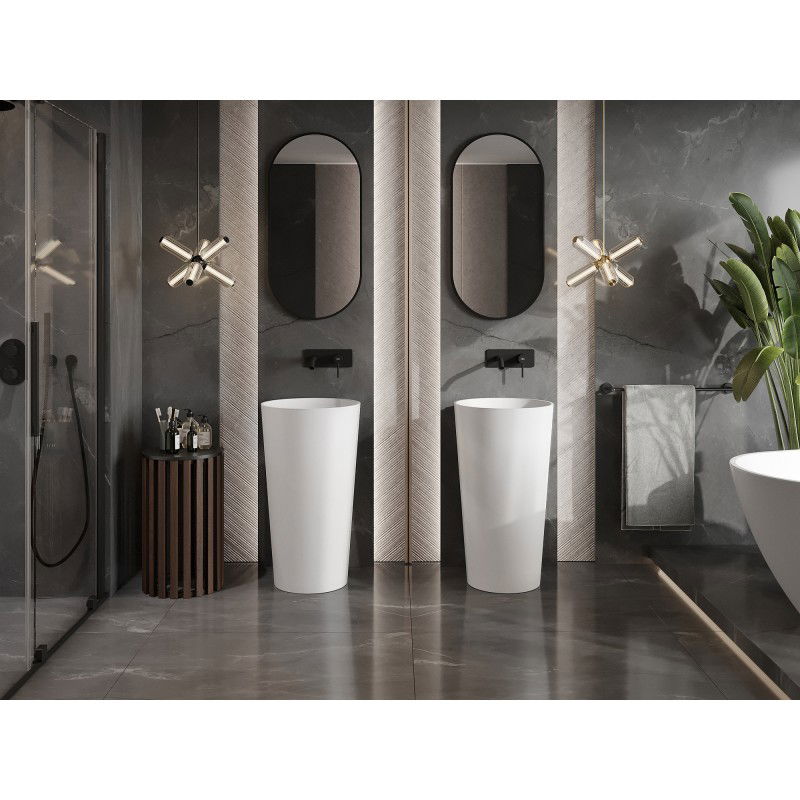 Mexen Onyx-03 samostatně stojící umyvadlo z konglomerátu 45 x 45 cm, bílá mat - 26534500