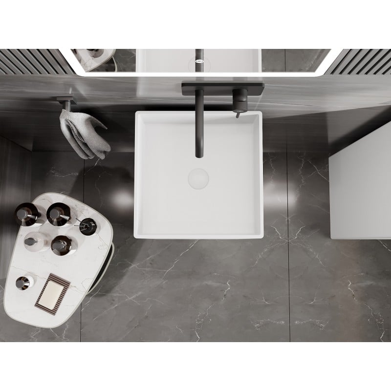 Mexen Xola-1 volně stojící umyvadlo z konglomerátu 40 x 40 cm, bílá mat - 26594000