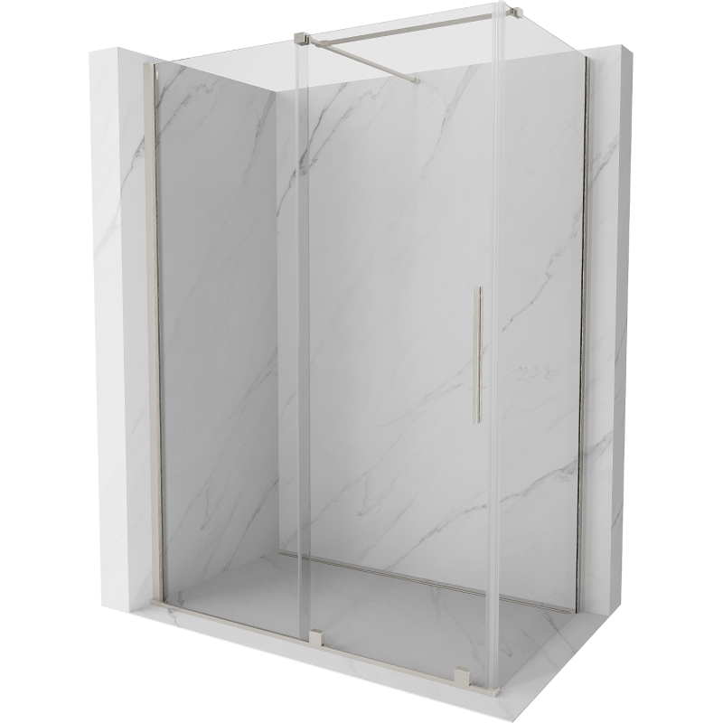 Mexen Velar sprchový kout posuvný 130 x 70 cm, transparentní, kartáčovaný nikl - 871-130-070-01-97