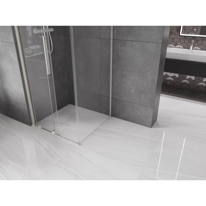 Mexen Velar posuvná sprchová kabina 90 x 90 cm, transparentní, kartáčovaný nikl - 871-090-090-01-97