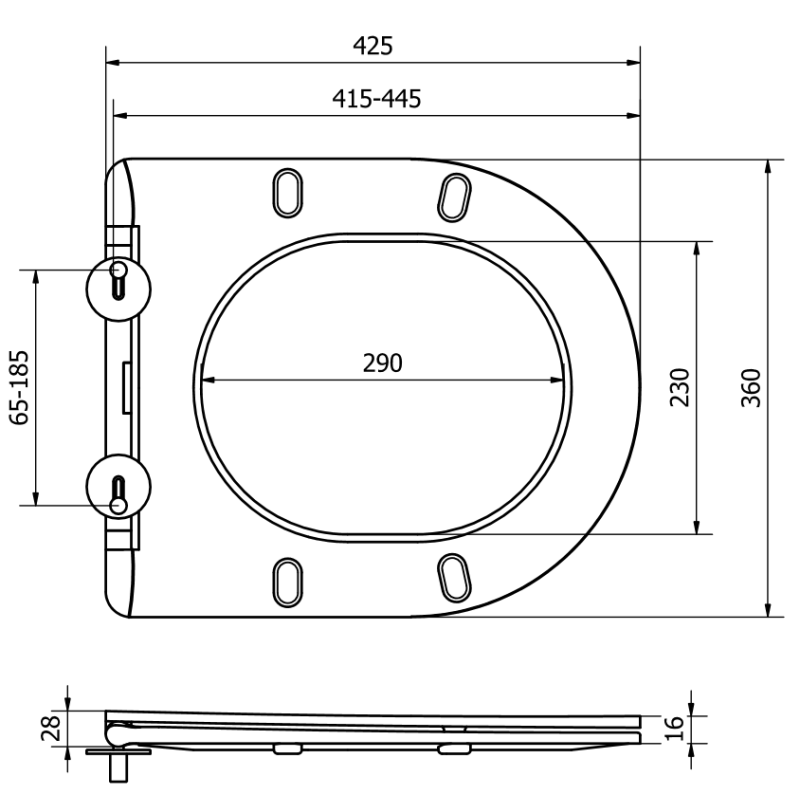 Mexen, pomalu padající sedátko Slim, duroplast, světle šedá matná - 39740061