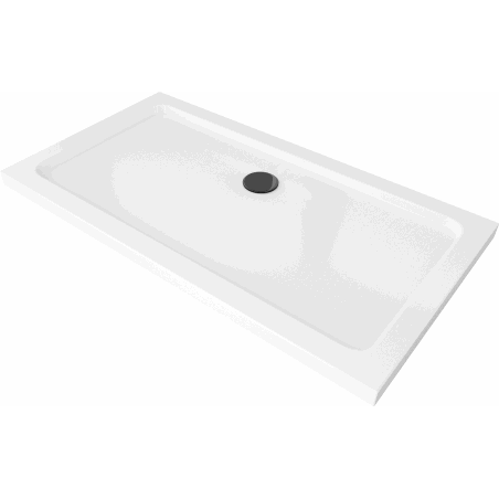 Mexen Flat obdélníková sprchová vanička slim 130 x 70 cm, bílá, černý sifon - 40107013B