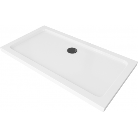Mexen Flat obdélníkový sprchový kout slim 130 x 70 cm, bílý, černý sifon - 40107013B