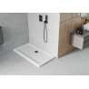 Mexen Flat obdélníkový sprchový kout slim 130 x 70 cm, bílý, černý sifon - 40107013B