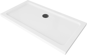 Mexen Flat obdélníkový sprchový kout slim 120 x 70 cm, bílý, černý sifon - 40107012B