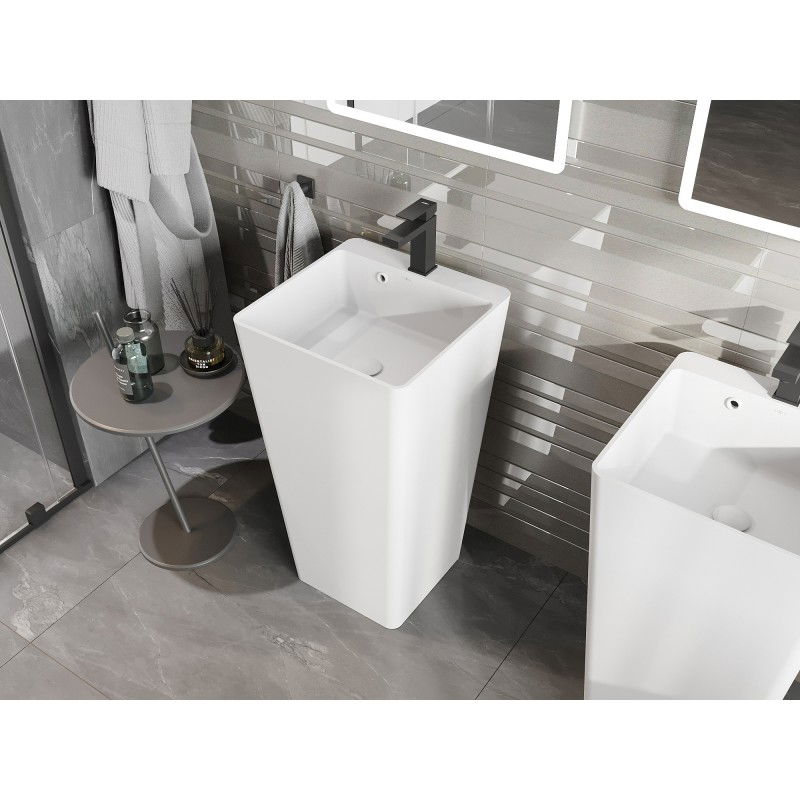 Mexen Neva volně stojící umyvadlo z konglomerátu 45 x 45 cm, bílá mat - 26614500