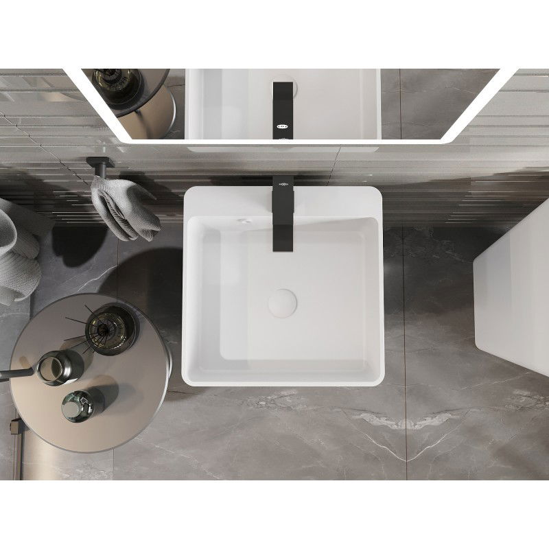 Mexen Neva volně stojící umyvadlo z konglomerátu 45 x 45 cm, bílá mat - 26614500