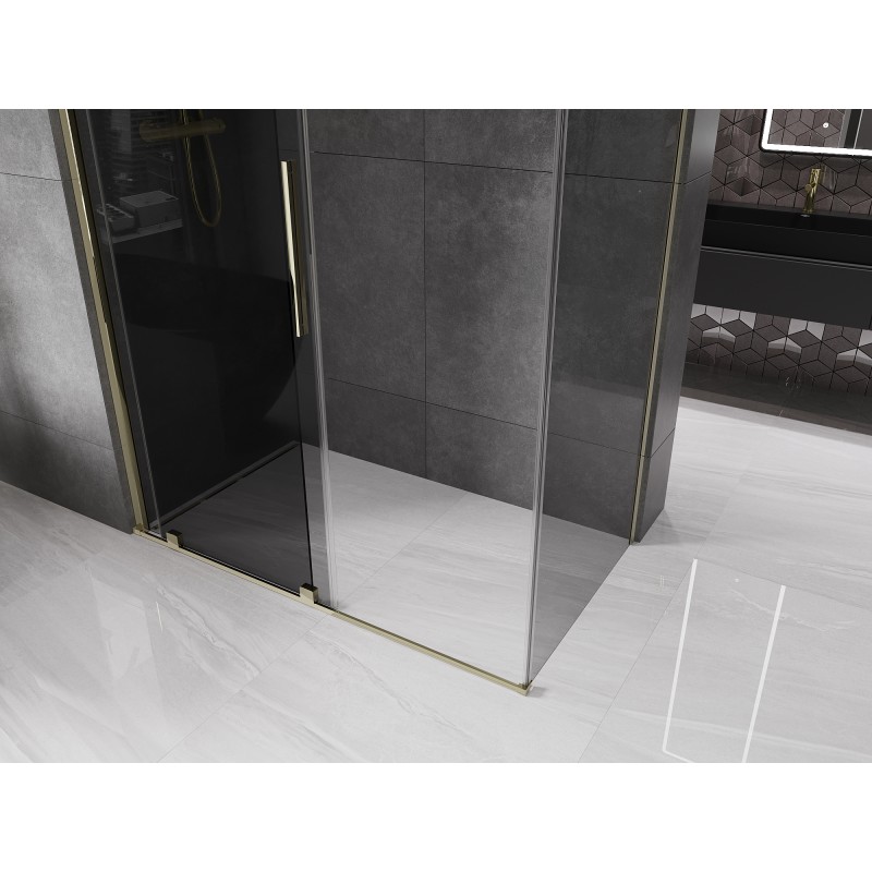 Mexen Velar posuvný sprchový kout 150 x 85 cm, grafit, zlatý - 871-150-085-41-50