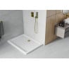 Mexen Flat obdélníkový sprchový kout slim 110 x 90 cm, bílý, zlatý sifon - 40109011G