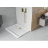 Mexen Flat obdélníková sprchová vanička slim 120 x 80 cm, bílá, sifon zlatý - 40108012G