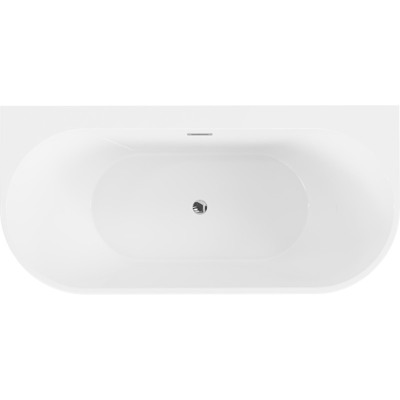 Mexen Oval+ volně stojící přístěnná vana 170 x 80 cm, bílá, chromový přepad - 52681708000-01