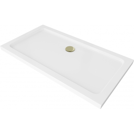 Mexen Flat sprchová vanička obdélníkový slim 120 x 70 cm, bílá, sifon zlatý - 40107012G
