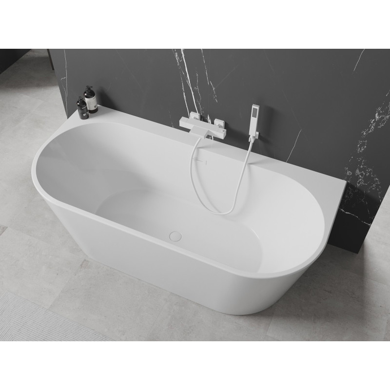 Mexen Oval+ volně stojící vana ke zdi 170 x 80 cm, bílá, bílý přepad - 52681708000-20