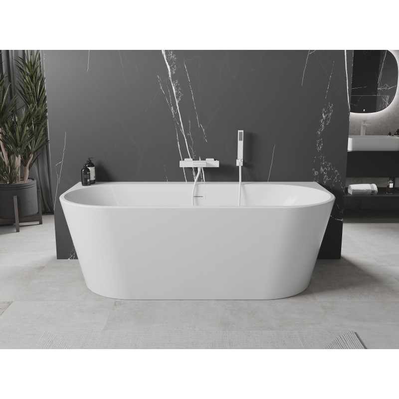 Mexen Oval+ volně stojící vana ke zdi 170 x 80 cm, bílá, bílý přepad - 52681708000-20