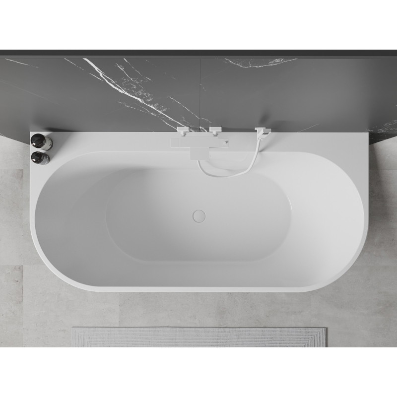 Mexen Oval+ volně stojící vana ke zdi 170 x 80 cm, bílá, bílý přepad - 52681708000-20