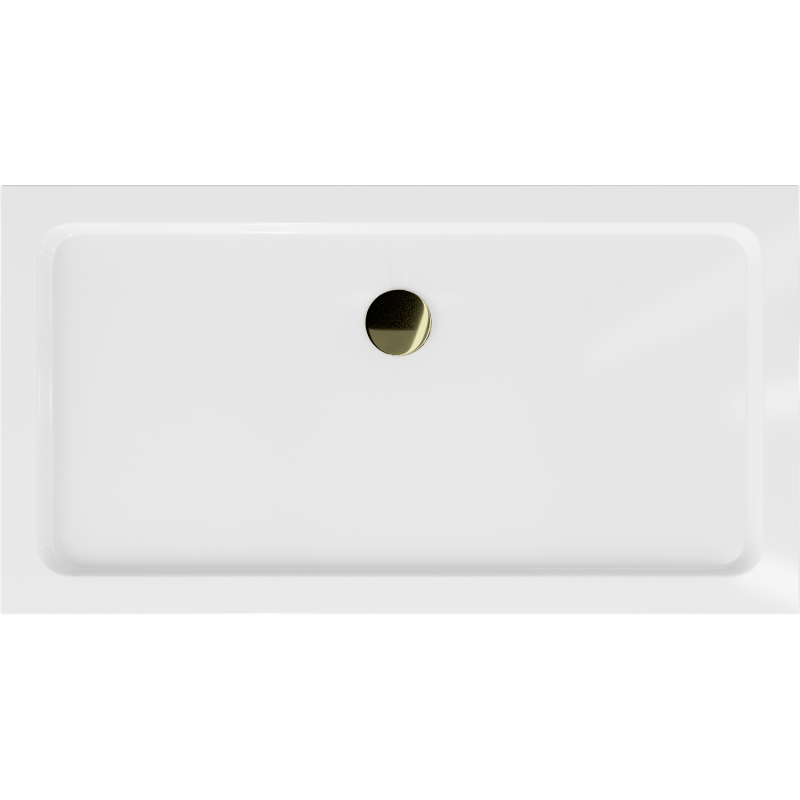 Mexen Flat obdélníkový sprchový kout slim 120 x 70 cm, bílý, sifon zlatý - 40107012G