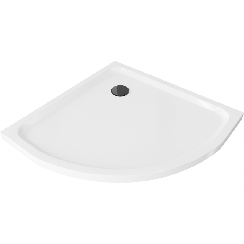 Mexen Flat sprchová vanička půlkruhová slim 80 x 80 cm, bílá, sifon černý - 41108080B