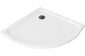Mexen Flat sprchová vanička půlkruhová slim 80 x 80 cm, bílá, sifon černý - 41108080B