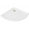Mexen Flat sprchová vanička půlkruhová slim 90 x 90 cm, bílá, sifon zlatý - 41109090G