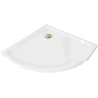 Mexen Flat tenká půlkruhová sprchová vanička 80 x 80 cm, bílá, sifon zlatý - 41108080G