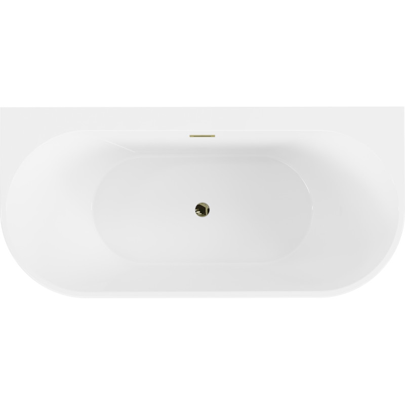 Mexen Oval+ volně stojící vanová nádrž přisazená ke zdi 170 x 80 cm, bílá, přepad zlatý - 52681708000-50